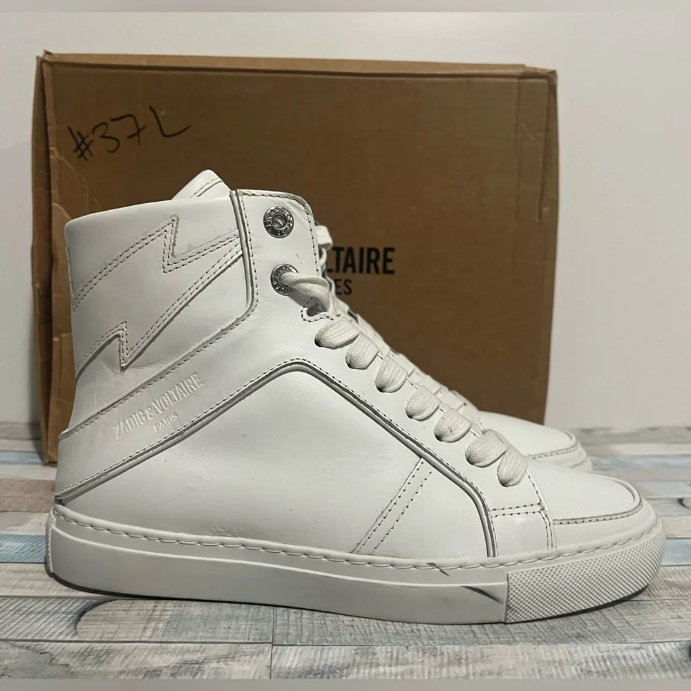 Zadig & Voltaire High Flash White Leather Platform Sneakers - Picture 4 of 8